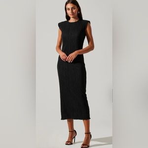 ASTR the Label Plisse Straight Neck Midi Dress